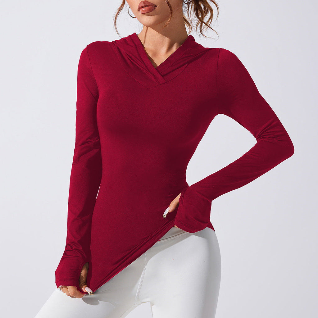 Koszulka z długim rękawem, dekoltem w szpic i asymetrycznym dołem