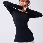 Koszulka z długim rękawem, dekoltem w szpic i asymetrycznym dołem