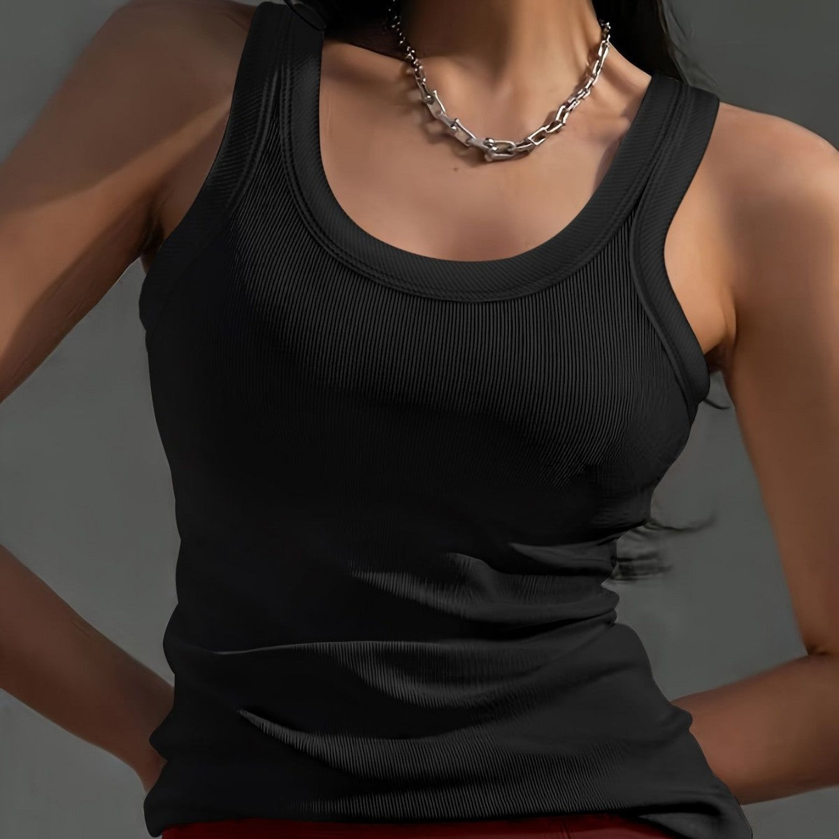 Bezrękawowa bluzka z okrągłym dekoltem