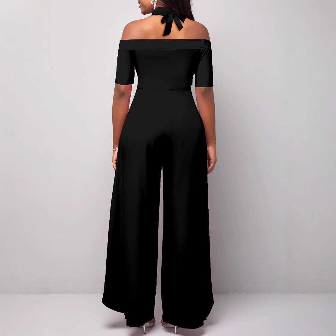 Kombinezon z wycięciem i szerokimi nogawkami