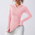 Koszulka z długim rękawem, dekoltem w szpic i asymetrycznym dołem