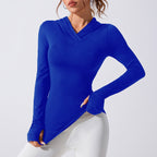 Koszulka z długim rękawem, dekoltem w szpic i asymetrycznym dołem